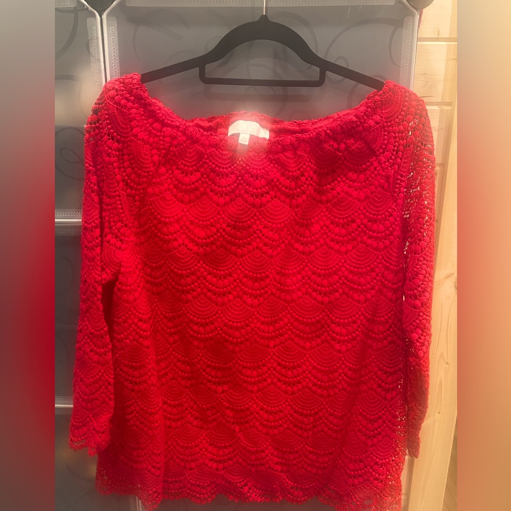 Talbot’s RSVP Red Swoop Neck Sweater